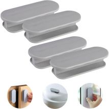 4 Pièces Poignées Porte Autocollantes Poignées de Porte de Balcon Plastique Autocollante pour Tiroirs Armoires Penderies - Gris