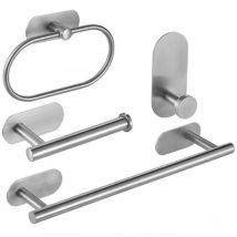 4 Pièces Porte Serviette Salle De Bain, Accessoires De Salle De Bain Kit sans Forage, Autocollant 3M Et Perçage Porte Serviettes pour Salle De Bain,