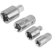 4 Pieces Socket Adapter & Reducer, Chrome Vanadium Steel Impact Adapter Reducers, 1/2 ", 3/8", 1/4 "Wrench Adapter, Silver, Black (Silver Plated)