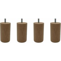 4 pieds cylindriques bois naturel 15 cm