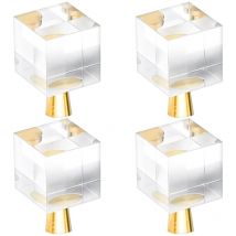 4 pomos de cristal para cajones (20 x 35 mm), tirador de puerta de vidrio cuadrado con tornillos para armario, cajón y tocador