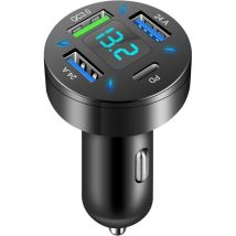 4 Ports Chargeur Voiture Allume Cigare USB, Rapide 50W QC3.0&PD Prise USB avec LED Voltmètre, Compatible avec iPhone, Android, Samsung, Tablette et