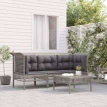 Maison Chic - 4 pz Set Divani da Giardino,Salotti da Giardino,Set Salotto da Esterno con Cuscini in Polyrattan Grigio VNEIN718450 BonneVie