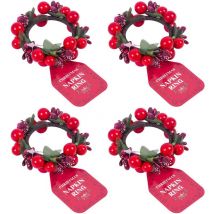 Harvey&mason - 4 Red Berry Napkin Rings Christmas Festive Table Decoration Serviette Buckle