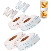 4 Rouleaux 500 pièces Etiquette confiture, Etiquettes congelation, Étiquettes de Durée de Conservation, etiquettes autocollantes, pour bouteille, pot