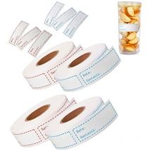 4 Rouleaux 500 pièces Etiquette confiture, Etiquettes congelation, Étiquettes de Durée de Conservation, etiquettes autocollantes, pour bouteille, pot