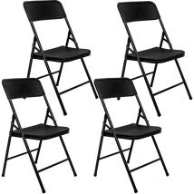 Amanka - 4 Sedie Pieghevoli fino a 150 kg - Seduta da Balcone Giardino Sedile Rattan-Look - schwarz