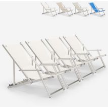 4 Sedie sdraio mare spiaggia braccioli alluminio pieghevole Riccione Gold Lux Colore: Bianco