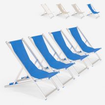 Beach And Garden Design - 4 Sedie sdraio mare spiaggia in alluminio pieghevole regolabile Riccione Gold Colore: Blu