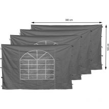 Quick-star - 4 Seitenteile mit pvc Fenster 300x195cm für Pavillon Sahara 3x3m Seitenwand Grau
