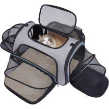 Jalleria - 4-seitig Erweiterbare Tiertasche, Praktisches Tiernest, Geeignet Für Katzen, Welpen Und Kleintiere (46 28 28 Cm, Grau)
