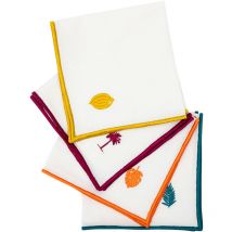 Lot de 4 serviettes de table brodées Blanc 40x40 cm