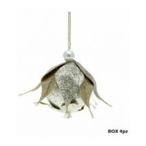 4 sfere decorate per albero di natale Ø8 cm- colore platino - addobbi natalizi decorazioni