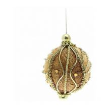 4 sfere decorate per albero natale Ø8 cm - colore oro - decorazione addobbo natalizio