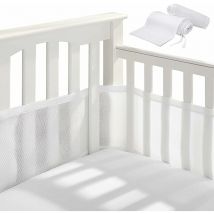 4-Sided Bed Bumper, Baby Bed Bumper, Cradle Protector, Breathable, Anti-Collision, for Home Protection, 2 Corner Plates