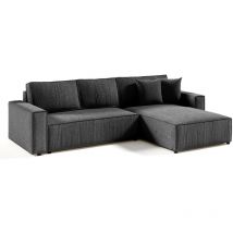 Petits-meubles - 4-Sitzer-Wende-Ecksofa mit Bettkasten Isaac aus Cord Dunkelgrau