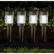 Smart Garden - 4 x Solar Lights, Super Bright led Wave Stake Lighting Stainless Steel