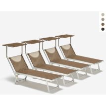 4er Set Liegestühle Strandliegen Sonnenliegen Aus Aluminium Santorini Limited Edition - Moka - Braun Santorini