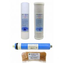 Finerfilters - 4 Stage 100 gpd Aquarium Reverse Osmosis 10 Drop In Replacement Water Filters & 180g di Resin by
