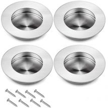 Petites Ecrevisses - 4 Pack Griffmulde Schiebetürgriff Durchmesser 40mm Rund Muldengriff Möbelgriff mit Schraube Silber