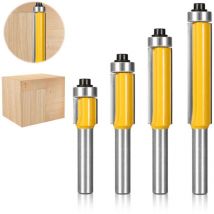 4 Stück Bündigfräser Kugellager, Bündigfräser 8mm Schaft, Ent Bündigfräser, Kanten Kopierfräser mit Kugellager, Oberfräser, Nutfräser Bündigfräser