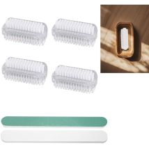 Bluedeer - 4 Stück Doppelseitige Handbürste Nagelbürste mit Harten Borsten Handwaschbürste Fingernagelbürste mit Nagelfeilen für Reinigung von Hand