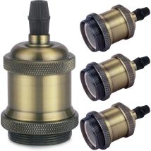 4 Stück E27 Vintage-lampenfassungen Aus Massivem Aluminium Und Keramik, Sockeladapter Für Edison-schraubglühbirnen, Diy-wand-, Tisch- Oder 