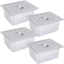 4 Stück Gastronomiebehälter, Edelstahl Speisebehälter Mit Deckel Großer Vorratsbehälter Für Lebensmittel Für Catering-partys Grills Backen Kuchen 