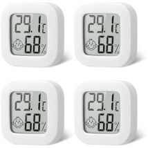 4 Stück Hygrometer, Luftfeuchtigkeitsmesser Mit Smiley-indikator, Temperatur Und Feuchtig Keitsmesser, Humidity Meter, Raumfeuchtigkeitsmesser Für 