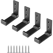 4 Stück (schwarz) Kleiderhaken aus Aluminiumlegierung zur Wandmontage, um 90° faltbare Kleiderhaken mit Schrauben für Wand, Tür, Schrank, Küche, Bad,