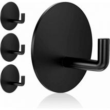 4 Stück schwarze Edelstahlhaken, starker Klebehaken, geklebter Haken, wasserdichter Haken, Duschhaken mit selbstklebender Rückseite