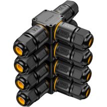 Paryou - 4 Stück wasserdichte IP68-Kabelverbinder – 3-Wege-Anschlussdose, 3-adriger wasserdichter Steckverbinder – Outdoor-Gartenanschluss – 6–11 mm