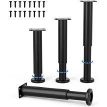 4 Stück Möbelfüße Verstellbar Metall 18cm Tischbeine Möbelbeine für Stühle Schrank Sofa Belastbar bis 450KG Schwarz