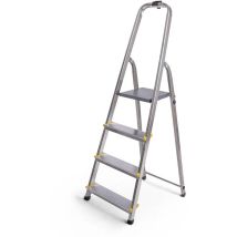 Stehleiter Dura 4 Sprossen Aus Aluminium, Leicht Und Zusammenklappbar, Antirutschbeschichtung, Plattformhöhe 75cm, Höchstbelastung 150kg. - Hoström