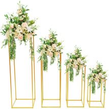 4 supporti per fiori di nozze in oro, design geometrico, vaso di fiori, rettangolari, per feste di nozze, decorazione per la casa, feste, 40 cm, 60