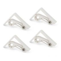 4 supports de nappe avec mécanisme à ressort, plastique/aluminium, blanc
