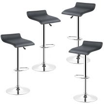 Yongqing - Lot de 4 Tabouret de Bar,Reglable en Hauteur et Pivotant,Maison Cuisine Bistro,Noir