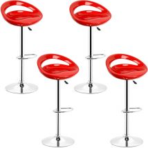 Yongqing - Tabouret de Bar Lot de 4 abs Pivotant et réglable en Hauteur Chaise de Bar Rouge