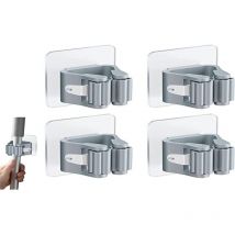 4-teiliger Besenhalter, Selbstklebender Wandbesenhalter