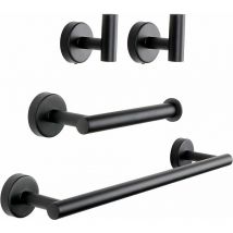 4-teiliges Badezimmer-Hardware-Set, mattschwarzes Badezimmer-Zubehör-Set, Badezimmer-Handtuchhalter aus SUS304-Edelstahl zur Wandmontage,