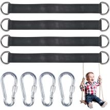 4-teiliges Baumschaukel-Aufhängegurt-Set mit 4 D-Ringen für Garten/Schaukel/Baumschaukel/Hängematten