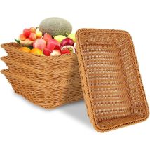 4-teiliges Brotkorb-set Aus Poly-weidekorb, 35 X 25 X 7 Cm, Brotkorb, Aufbewahrungskorb, Obstkorb, Rechteckige Servierkörbe Für Küche, Restaurant, 