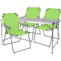 Inda-exclusiv - 4-teiliges Campingmöbel Set 120x60x58/70cm Limegrün-dmc330872+3xdpo2600lg