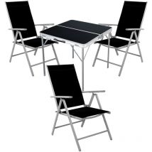 4-teiliges Campingmöbel Set 80x80x70cm schwarz-MMC330883B+3xMMC5000S