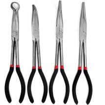 4-teiliges Spitzzangenset: 280 Mm Spitzzange, 45°-winkelzange, 90°-winkelzange Und Rundzange Für Industrie, Bauwesen, Maschinenbau Und 
