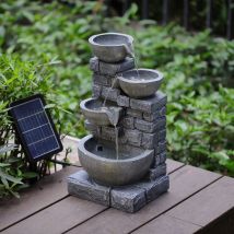 4 Tier Bowl Solar Water Fountain with led Light,Grey