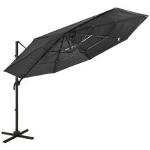 Torana - 4-Tier Garden Parasol with Aluminium Pole Anthracite 3x3 m vidaXL