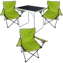 4-tlg Campingsessel Lime Grün+ Campingtisch-MMC330871B+3xMPO2470