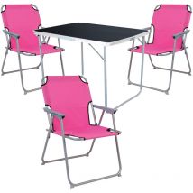 4-tlg Campingsessel Pink + Campingtisch-MMC330870B+3xMPO2600PI