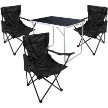 4-tlg Campingsessel Schwarz + Campingtisch-MMC330871B+3xMPO2430